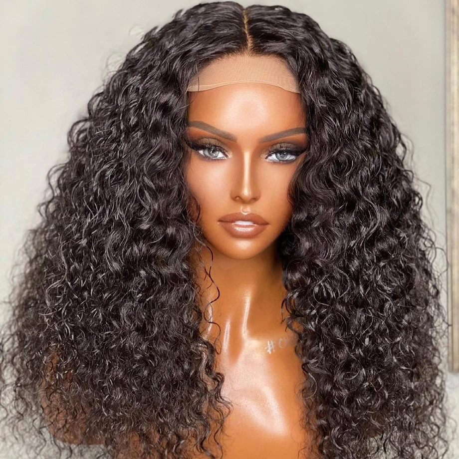 

Natural 26 inch Kinky Curly Black Lace Front Wig For Woman Babyhair Preplucked Glueless Soft Deep Part Heat Resistant free ship