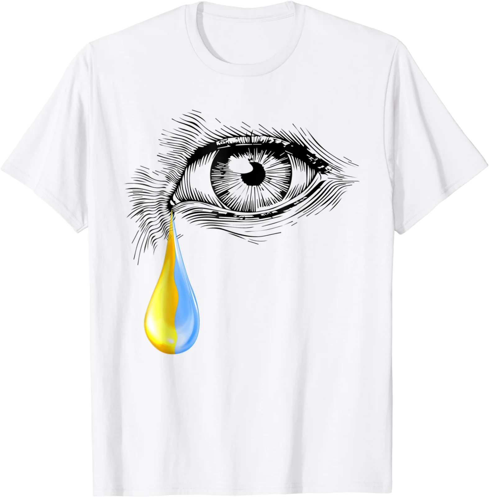 

Ukraine Flag Cry Tear Drop Abstract Art T-Shirt Men's Size S-3XL