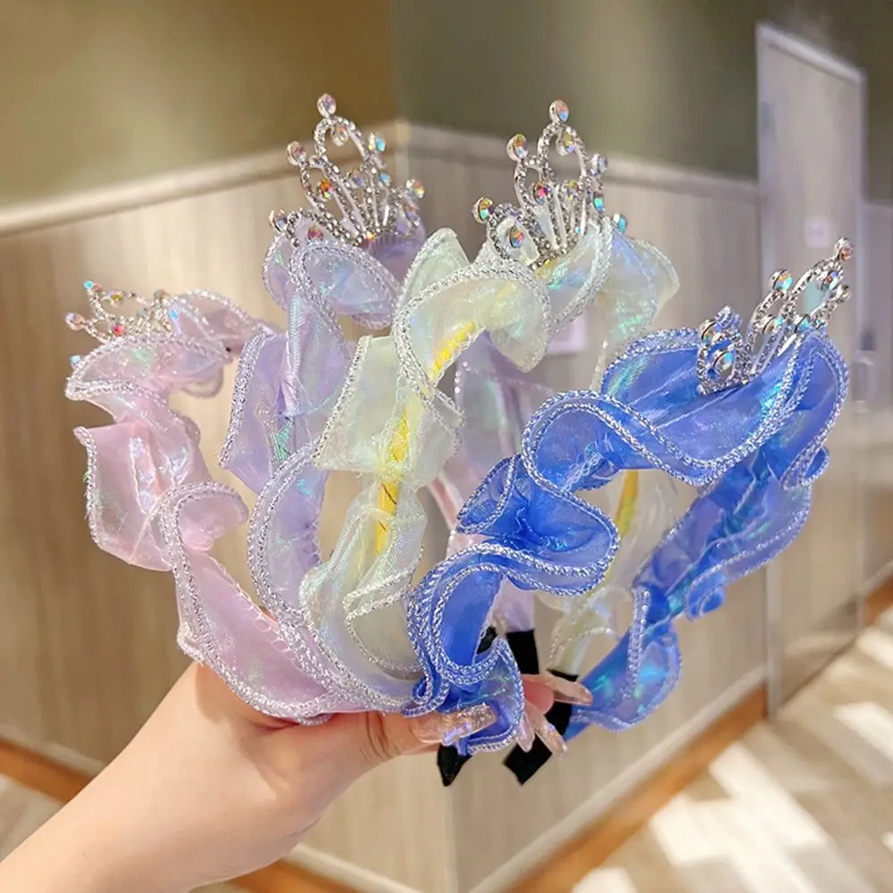 

Princess Lace Baby Headwear Diamond Hair Hoop Crown Tiara Girl Hair Accessories Children Headband Korean Style Headwear