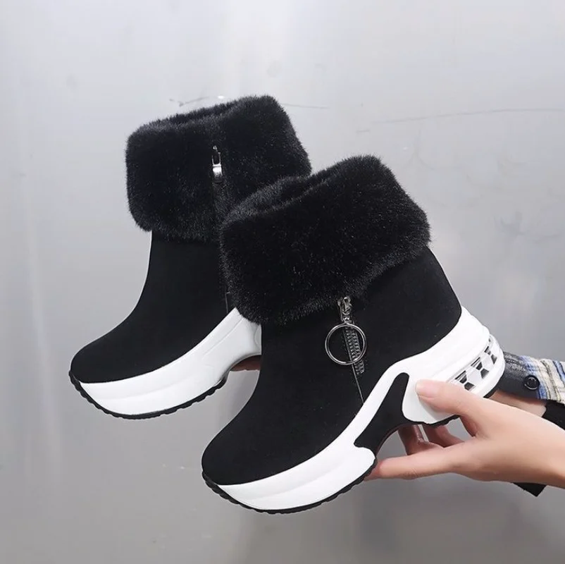 

Winter Warm Rabbit Fur Sneakers Platform Snow Boots Women 2020 Ankle Boots Female Causal Shoes Ankle Boots for Women