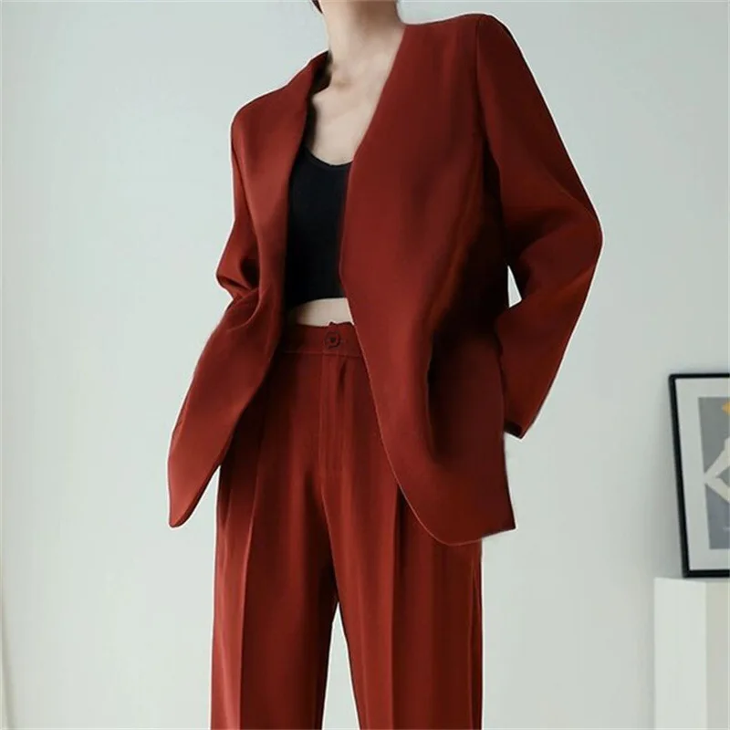 Женский офисный деловой костюм из двух предметов с брюками официальный пиджак на
