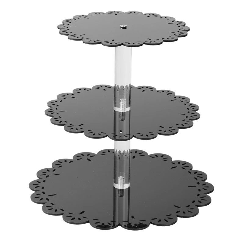 3 яруса, черная чашка, подставка для торта, акриловая подставка для кексов, демонстрационная башня, украшение для свадьбы, дня рождения, вече...