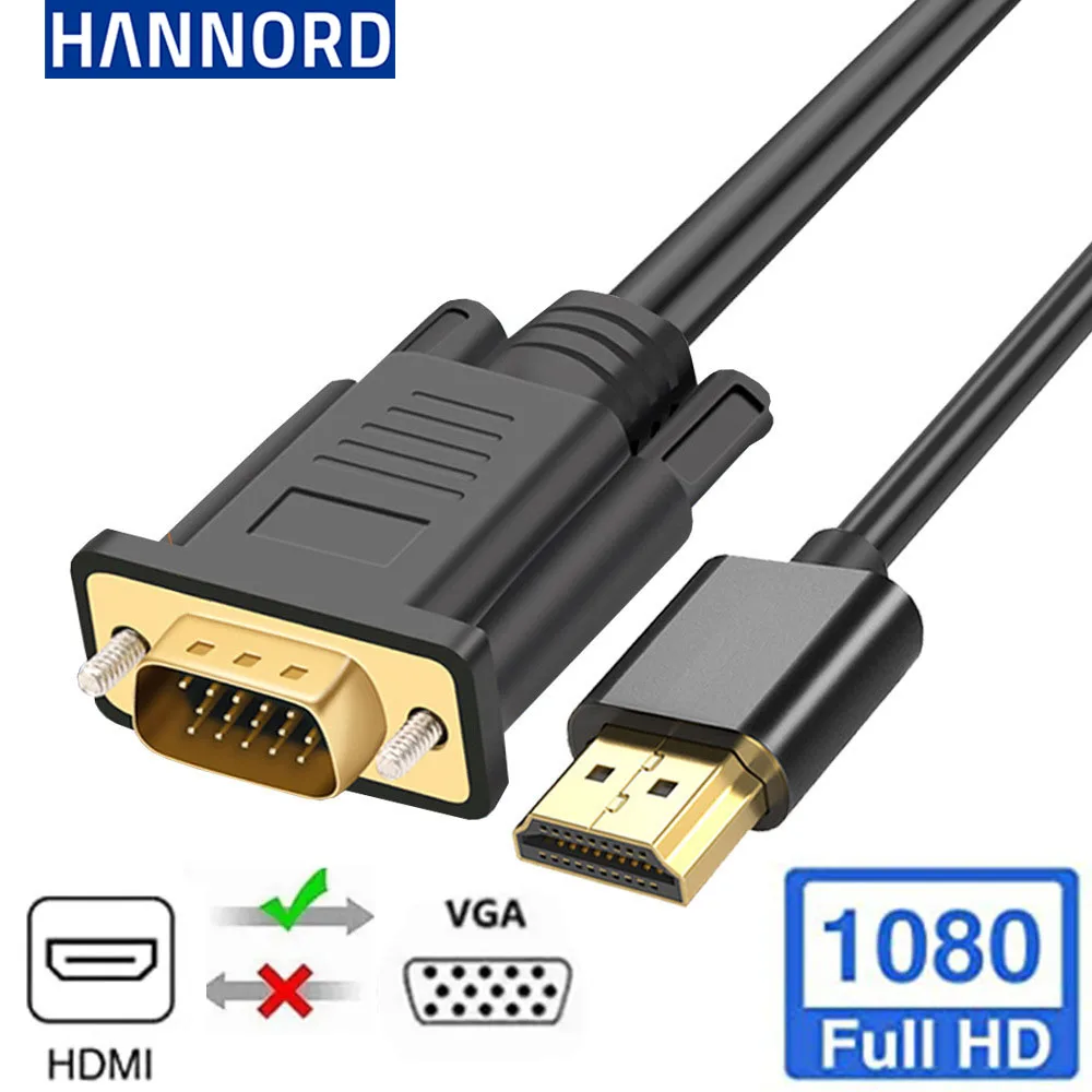 Hannord 1080 HDMI-совместимый аудиокабель VGA HD адаптер кабель видео конвертер для ТВ компьютера ноутбука HDTV к VGA кабель