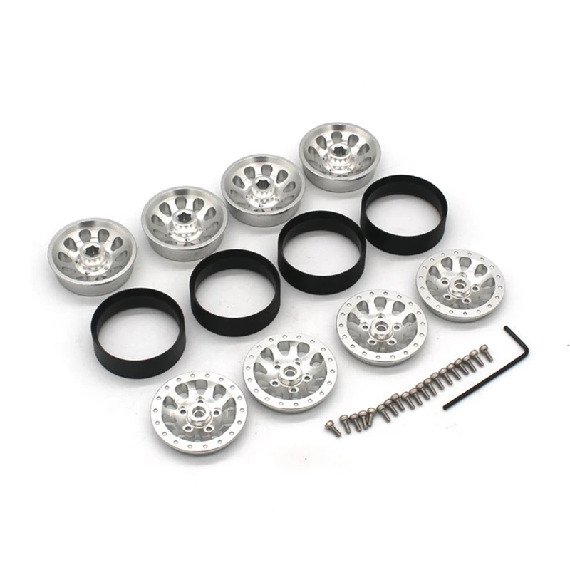 

4Pcs Metal Beadlock Wheel Hub Rim for WPL C14 C24 B14 B24 B16 B36 MN D90 MN99S RC Car Upgrade Parts