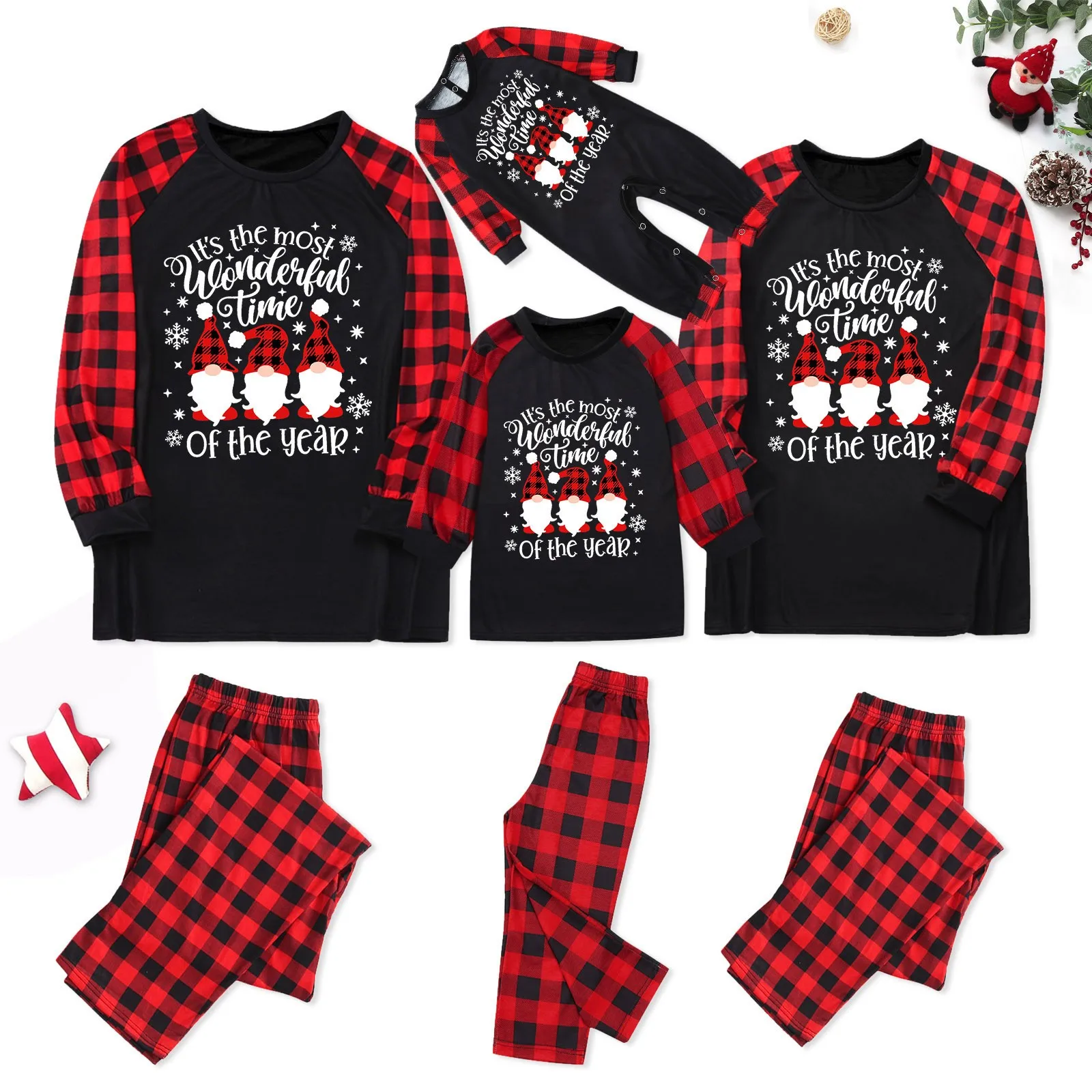 

Рождественская Пижама для семьи, пижама, одежда для сна, комплект из двух предметов, семейная одежда для сна, домашняя одежда, Топ с длинным рукавом и брюки