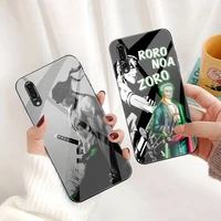 anime one piece roronoa zoro phone case tempered glass for huawei p30 p20 p10 lite honor 7a 8x 9 10 mate 20 pro