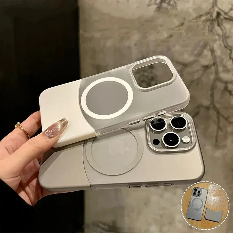 Фото Original Ultra Thin Matte Magnetic Wireless Charge 2 IN 1 Clear Case For iPhone 15 14 Plus 13 12 11 Pro Max For Magsafe Hard Cov №3