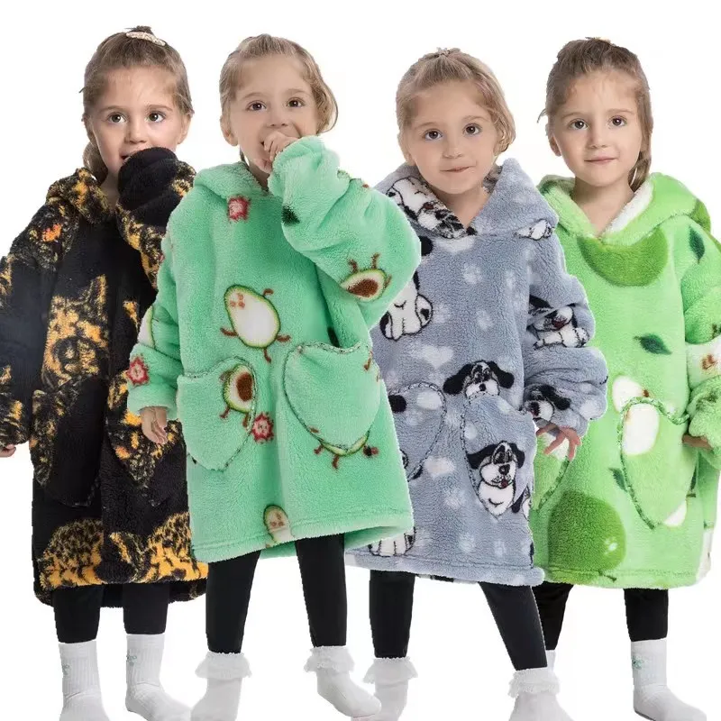 

Детское одеяло с капюшоном, флисовая толстовка большого размера для мальчиков, очень теплая верхняя одежда, ТВ свитер с капюшоном, одеяло, о...