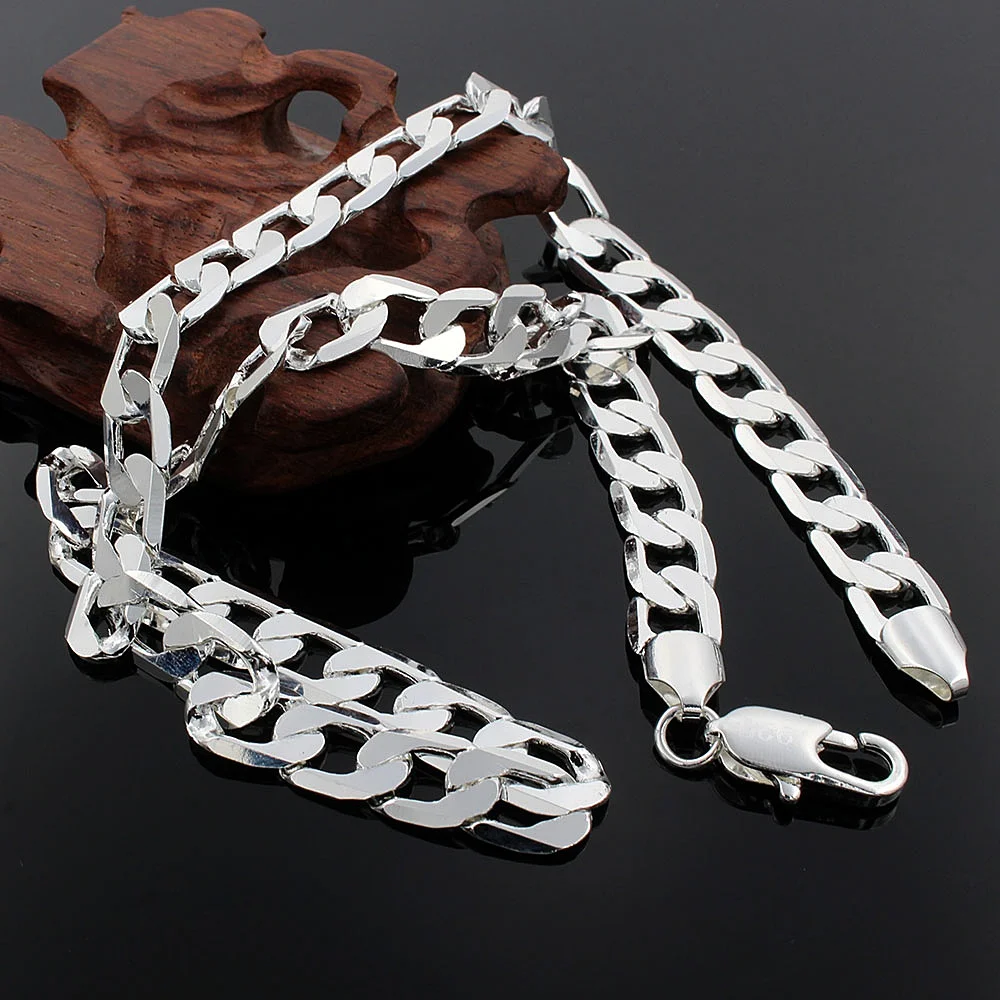 hot classic 10mm chain 925 color silver necklace for mens 2024 inches luxury popular brands jewelry wedding christmas gifts free global shipping