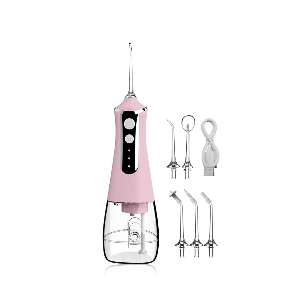 

Dental Oral Irrigator Thread Teeth Pick Mouth Washing Machine 5 Nozzels 3 Modes USB Rechargeable, C