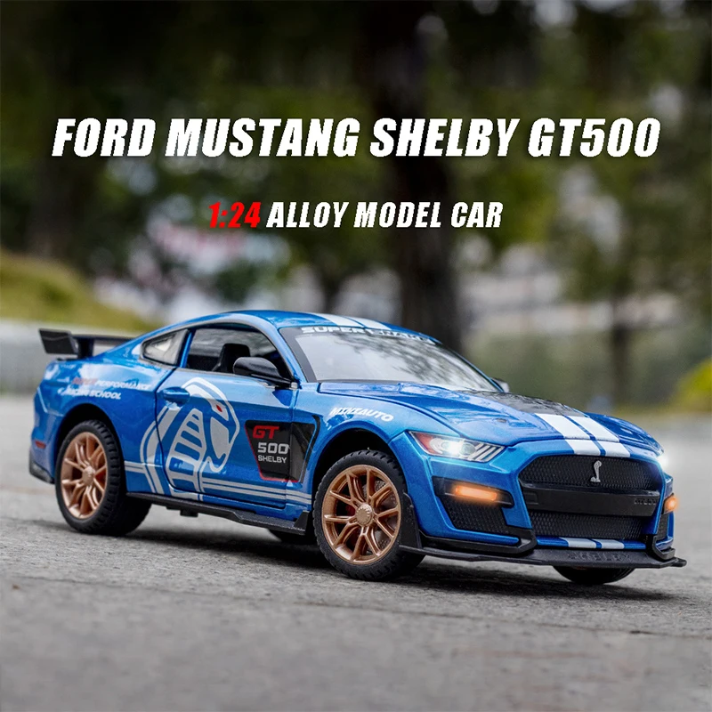

1/24 Ford Mustang Shelby GT500 Alloy Sports Car Model Modified Diecast Metal Toy Car Model Simulation Sound And Light Kids Gift