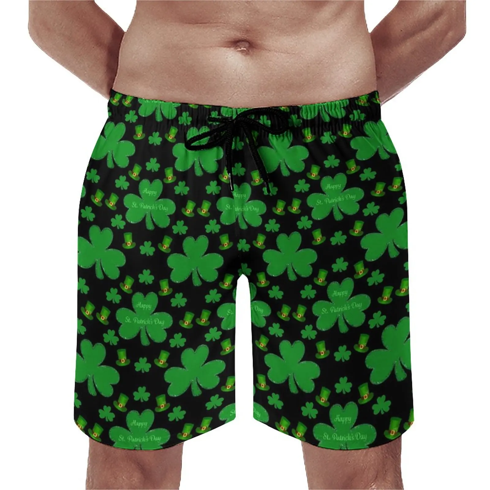 

St Patricks Day Board Shorts Shamrock Print Hawaii Board Short Pants Man Graphic Sportswear Quick Dry Beach Trunks Birthday Gift