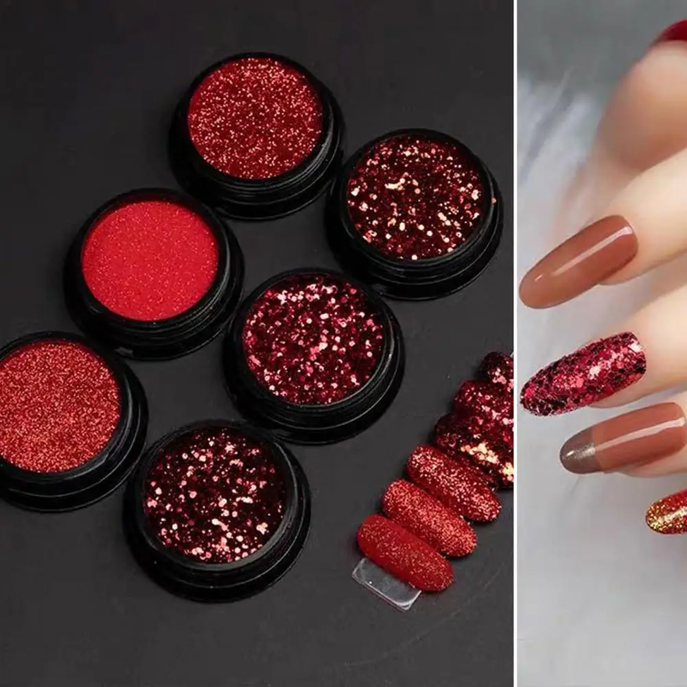 

1 Set Exquisite 6 Colors Shiny Effect Sparkling Nail Sequins Nail Ornaments for Girl Nail Art Flashes Nail Art Sequins