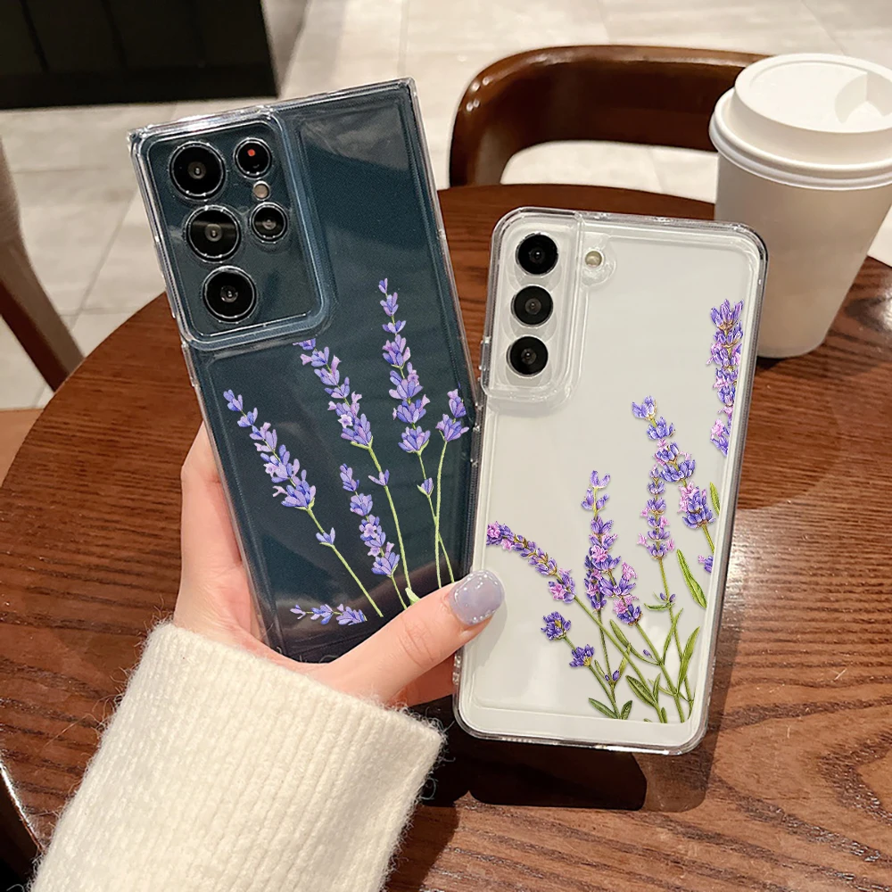 Чехол для телефона с цветами лаванды Samsung Galaxy S23 S22 S21 Ultra S20Ultra S21Plus S20 FE Plus 5G