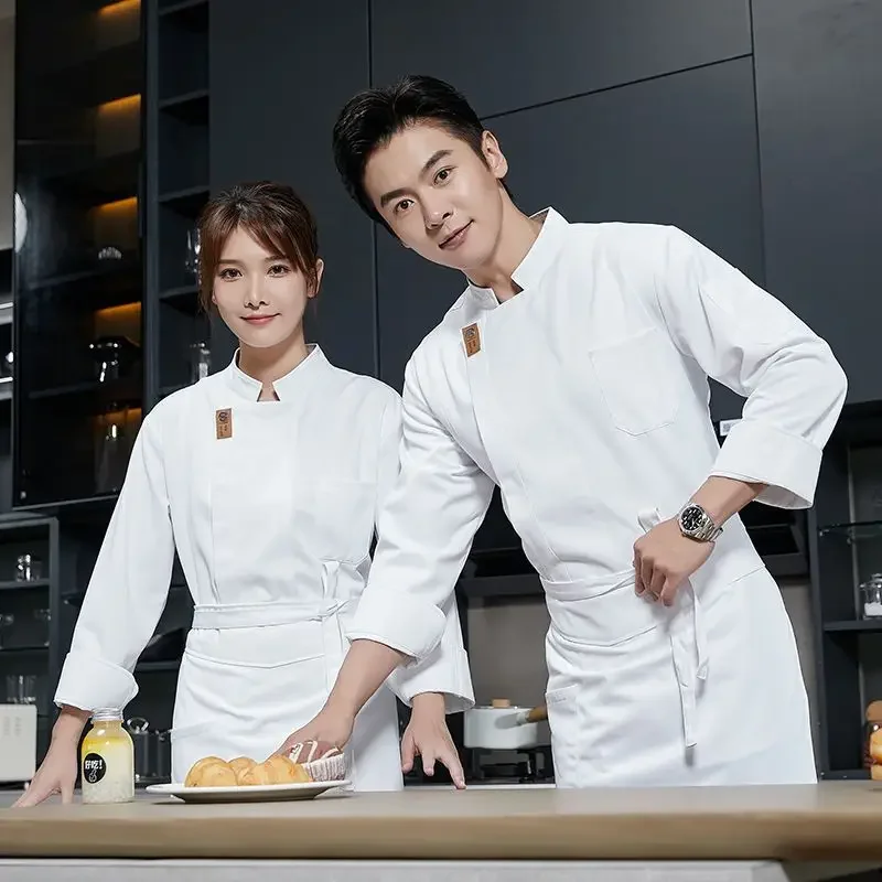 Мужская униформа шеф-повара с длинным рукавом черное пальто дышащая рубашка