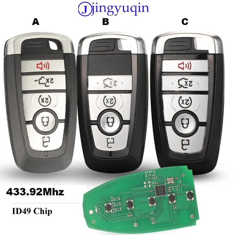 Фото Смарт-ключ jingyuqin 433,92 МГц ID49Chip для Ford Mondeo Mustang Fusion F-250 F-350 F-450 F-550 2017 M3N-A3C108397 PC3T-15K601-BB №1
