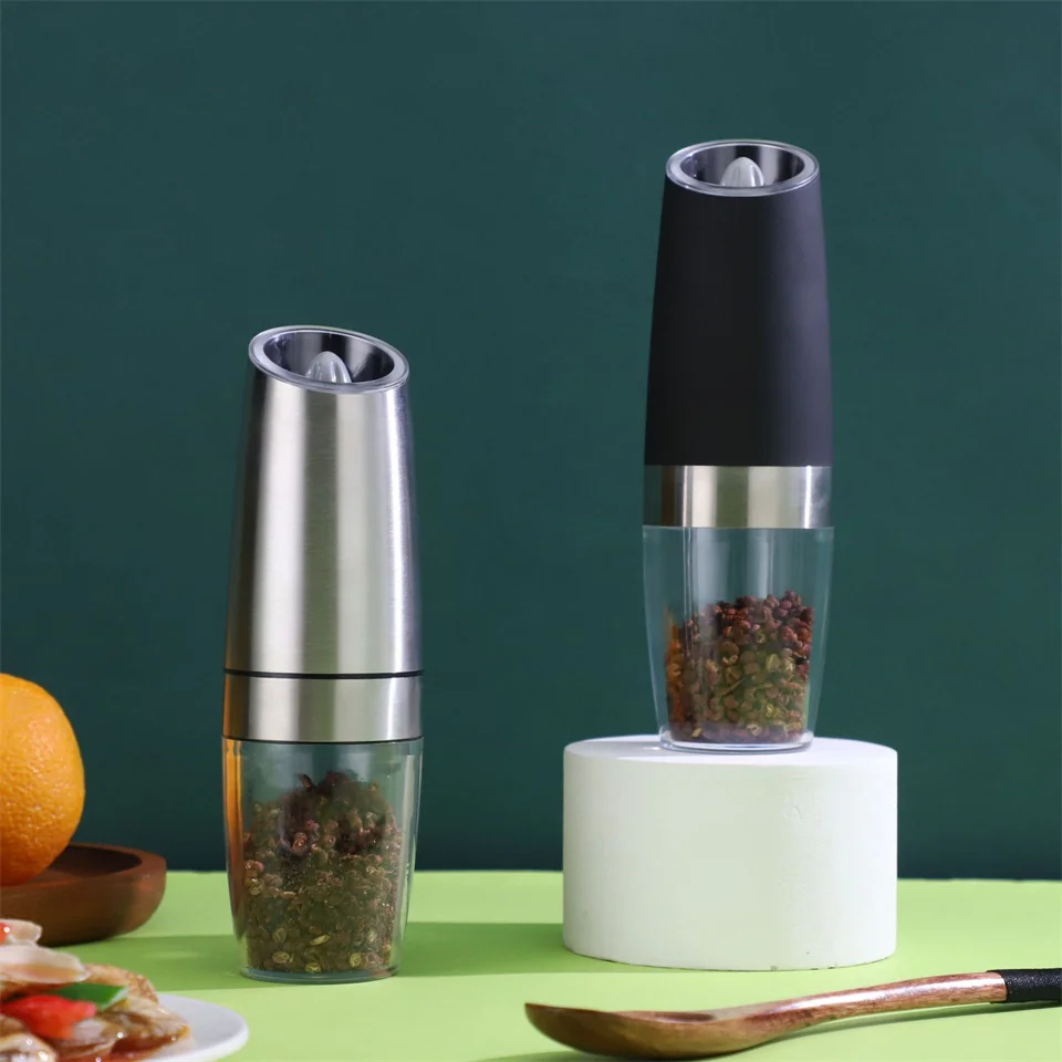 

Electric Salt and Pepper Grinder Set Stainless Steel Automatic Gravity Herb Spice Mill Adjustable Coarseness Kitchen Gadget Sets