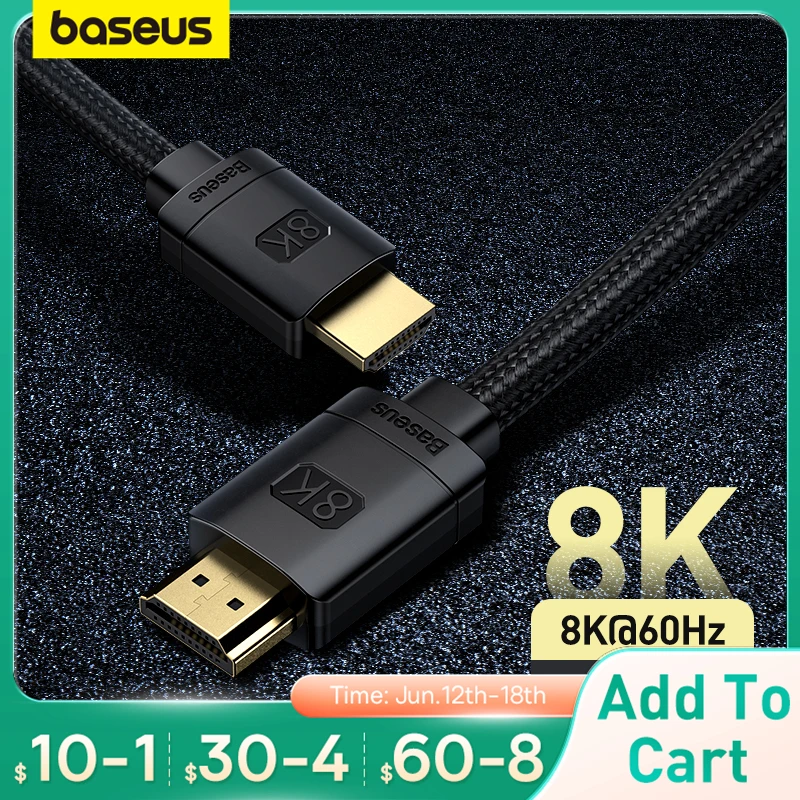 Baseus HDMI-Compatible Cable for Xiaomi Mi Box 48Gbps Digital for PS5 PS4 8K 2.1 4K 2.0 HDMI-Compatible Splitter 8K/60Hz Cables
