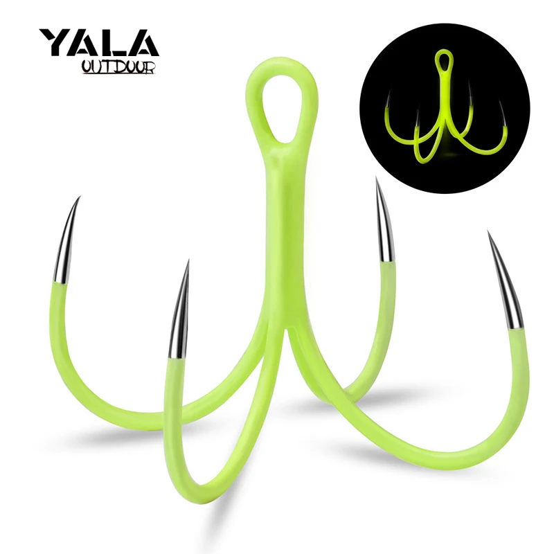 

10pcs/lot Size16# 18# Luminous Quadruple Fishing Hooks Glow Night Squid Octopus Artificial Bait Fishing Lure Hooks