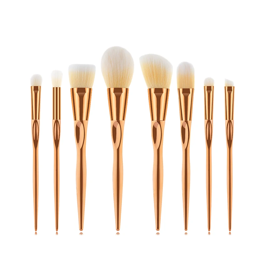 

SAIANTTH 8pcs Thumb Design handle Gold Makeup Brush Set High Quality professional Beauty Tools foundation sclupting highlight