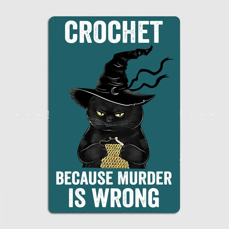 Металлическая Табличка На Тему Черного Кота Винтажный Настенный Декор Мотив