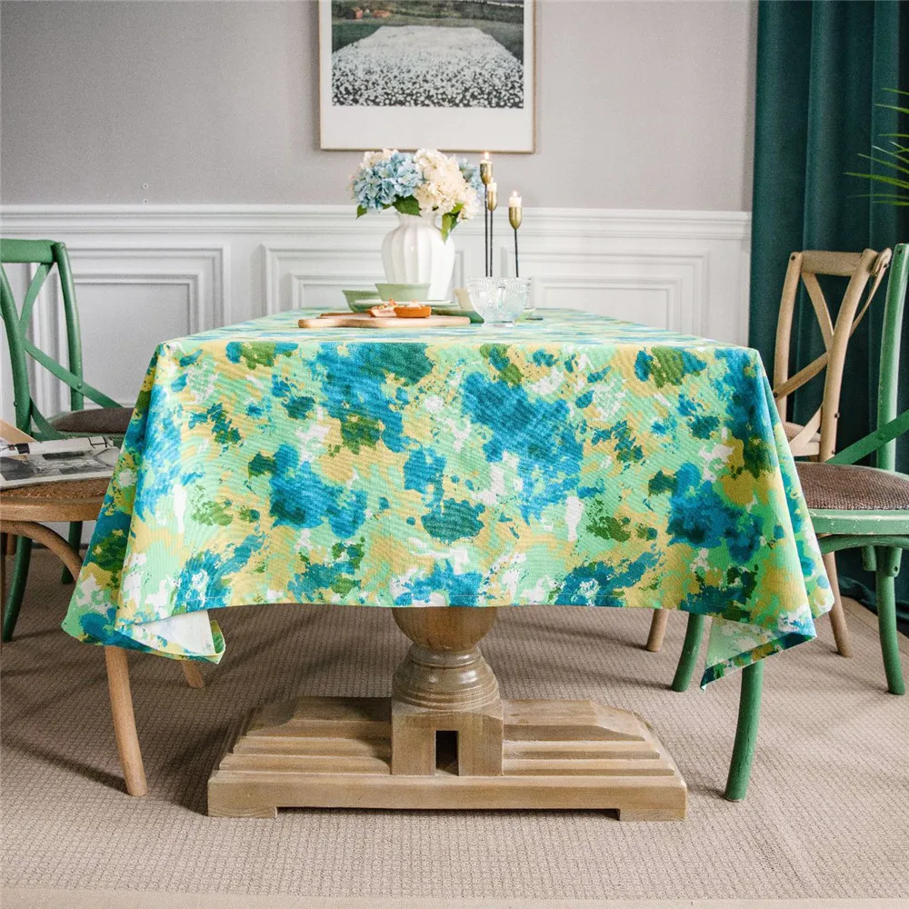 

New Green Print Table Cloth Cotton Linen Tablecloth for Table nappe de table Pastoral Rectangular Table Cover tapete mantel mesa