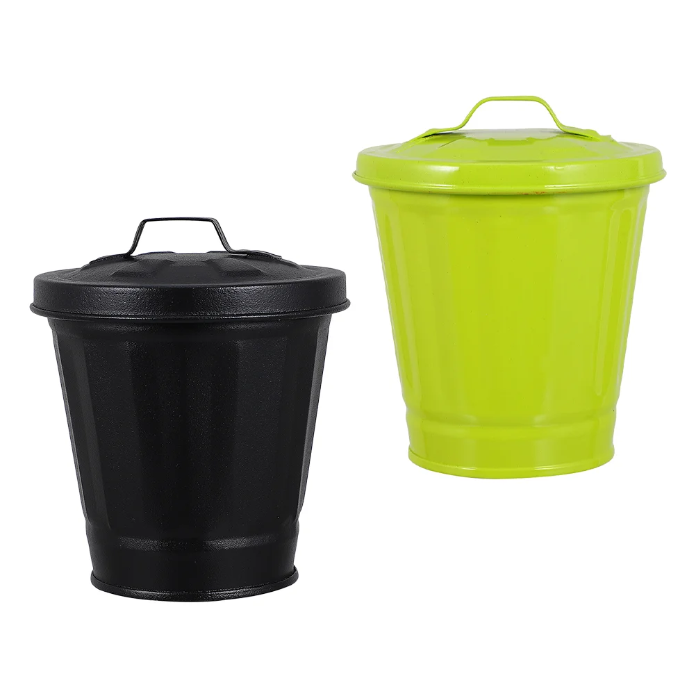 

2pcs Desktop Trash Cans Tiny Home Office Trash Cans Garbage Bin Trash Containers Desktop Trash Holders with Lid