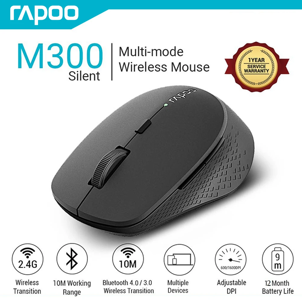 Беспроводная Бесшумная мышь Rapoo M300G многорежимная Bluetooth-мышь Портативные