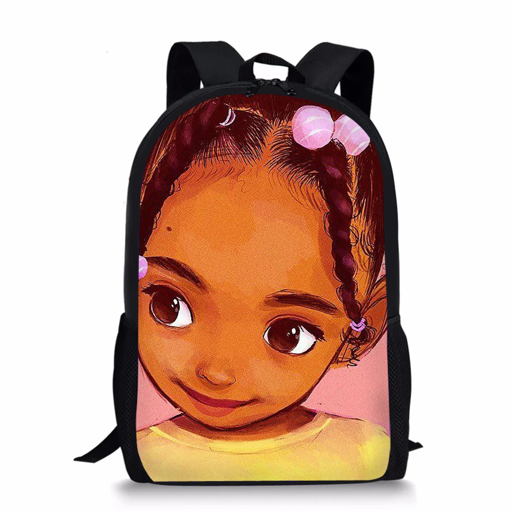 Cartoon African Girl Pattern School Bags Children Kids Personalized Customized Mochilas Escolares Stylish Students Rucksack