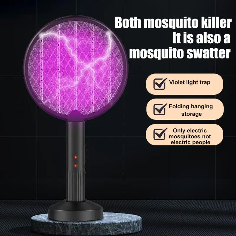 2023 3500V Electric Insect Racket Swatter Zapper USB Rechargeable Summer Mosquito Swatter Kill Fly Bug Zapper Killer Trap