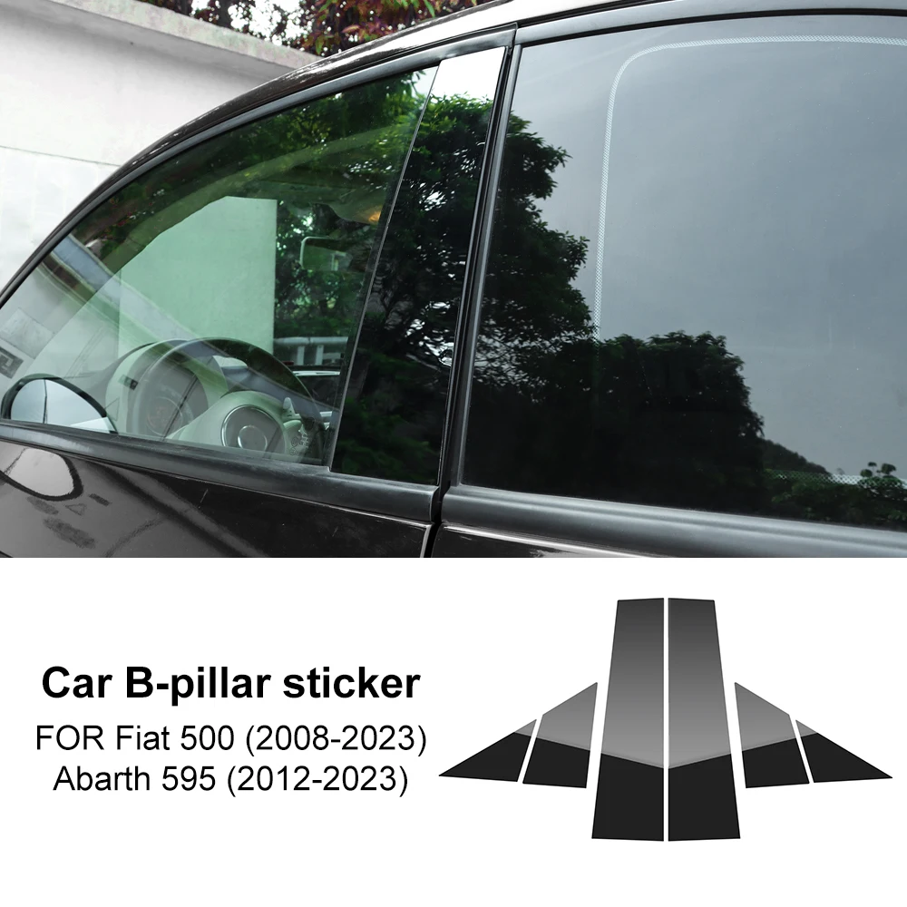 Наклейка на столбы B для Fiat 500 08-23 Abarth 595 695 2012-2017 2018 2019 2020 2021 2022 2023 глянцевый черный узор из углеродного волокна
