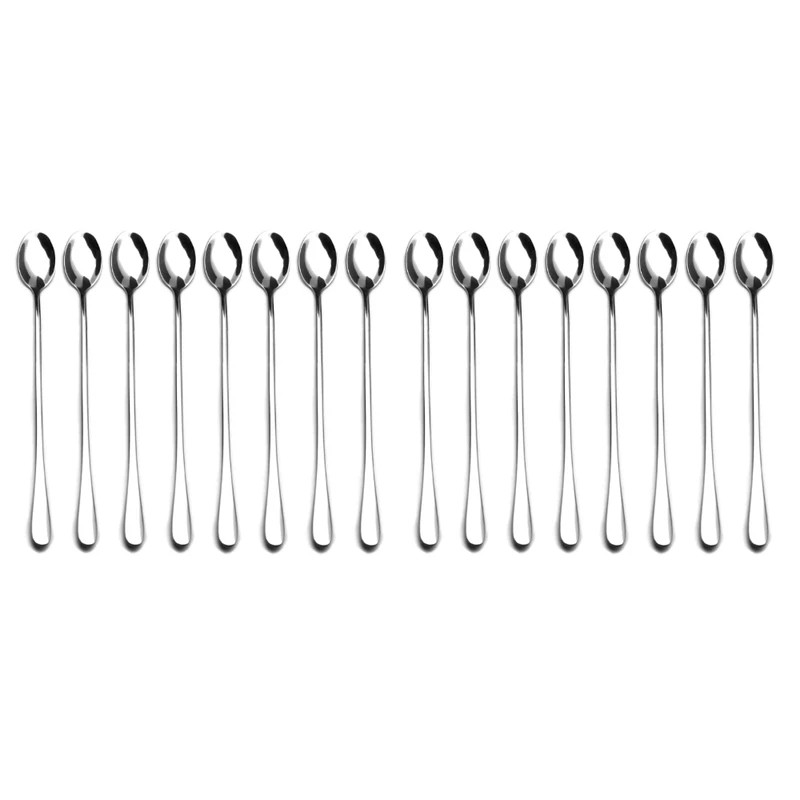 

9-Inch Long Handle Stirring Spoon,Soup Spoon, Ice Tea Coffee Spoon, Stainless Steel Cocktail Mixing Spoons - Set Of 16