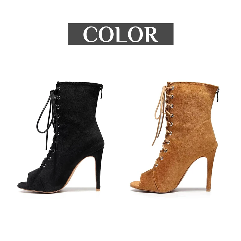 DKZSYIM Jazz Dance Shoes Women Ballroom High Top Latin Dance Shoes Soft Soles Ladies Girls Tango Dance Shoes High Heels 7.5-11cm