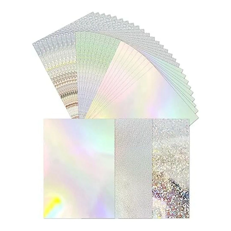 

30 Piece Shiny Fluorescent A4 Thick Cardstock Mirror Paper For Card Making Scrapbooking