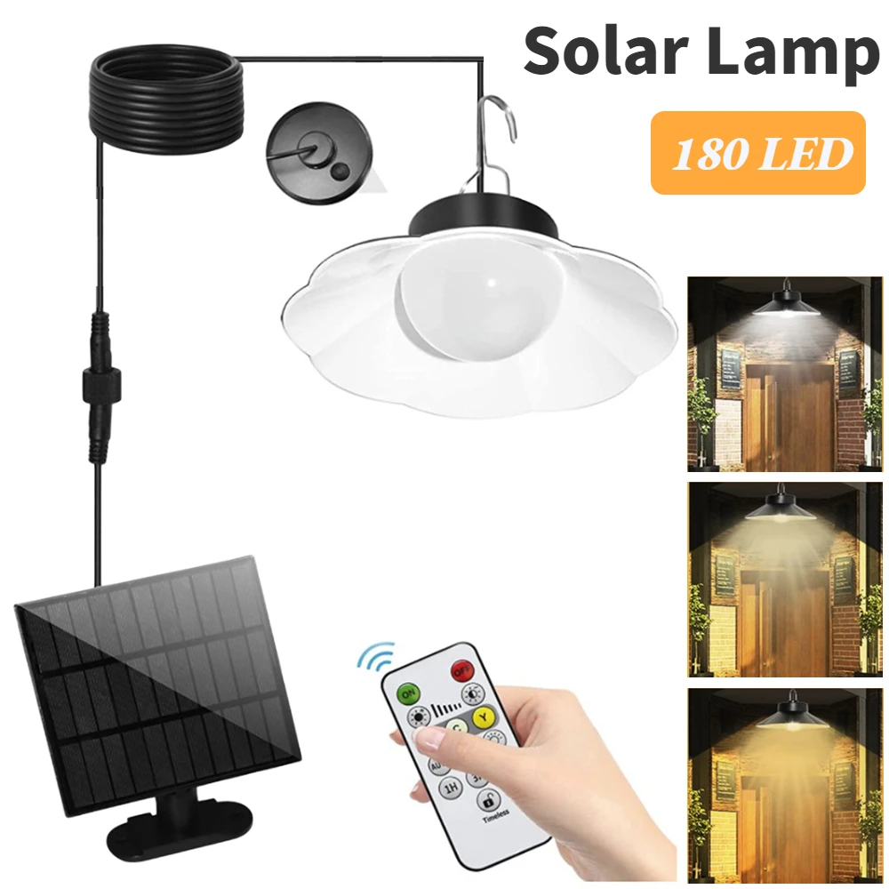 

Наружный подвесной светильник на солнечной батарее, внешний светильник для помещений с дистанционным управлением, фотоэлемент с датчиком ...