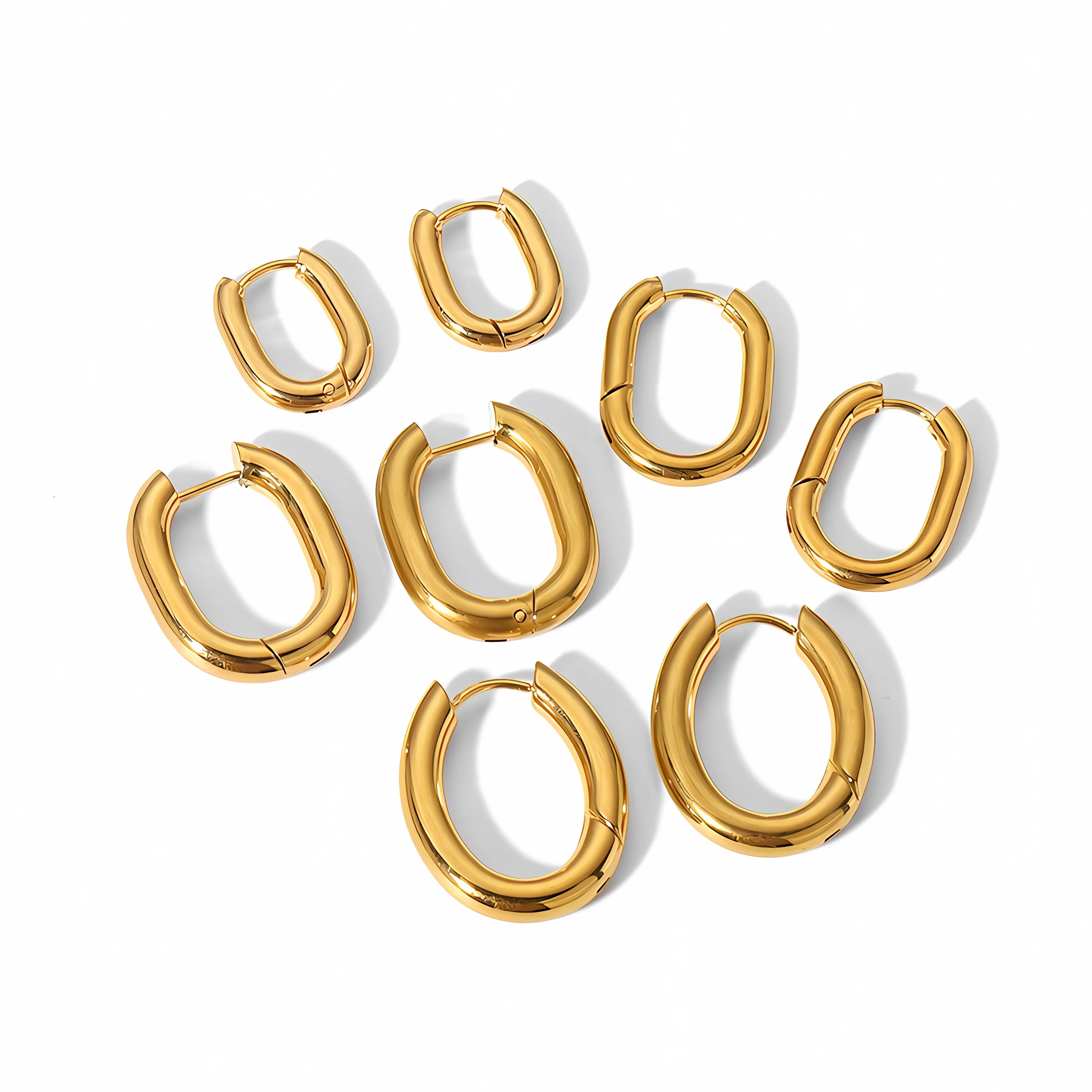 

Minimalist Oval Rectangle Hoop Earrings 18k Gold Plated Stainless Steel Lovely Huggie Hoop Earrings For Women