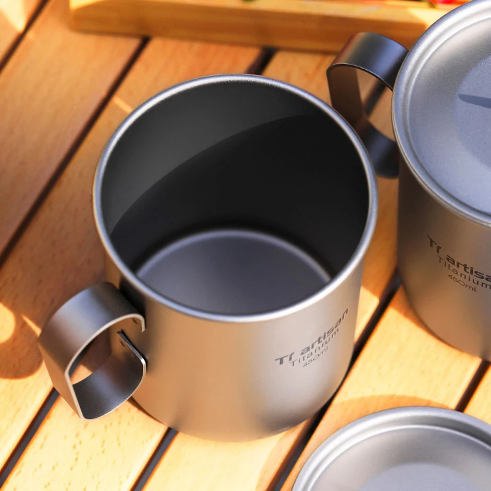 

Titanium Tea Cup For Ta8354 Camping Pot Coffee Milk Mug With Lid Fixed Handle Outdoor Strong Lightweight Camping Supplies