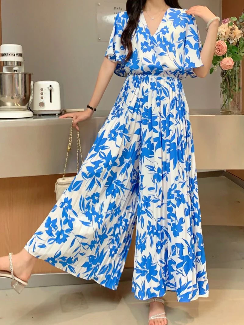 Женский Облегающий Комбинезон С Широкими Штанинами V-образным Вырезом Короткими