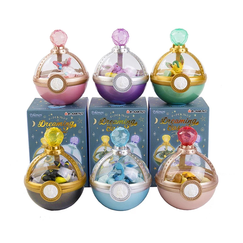 

Pokemon Cute Anime Figures Toys Set Sleeping Pikachu Eevee Monster Elf Ball Decoration Model Dolls Children's Gifts