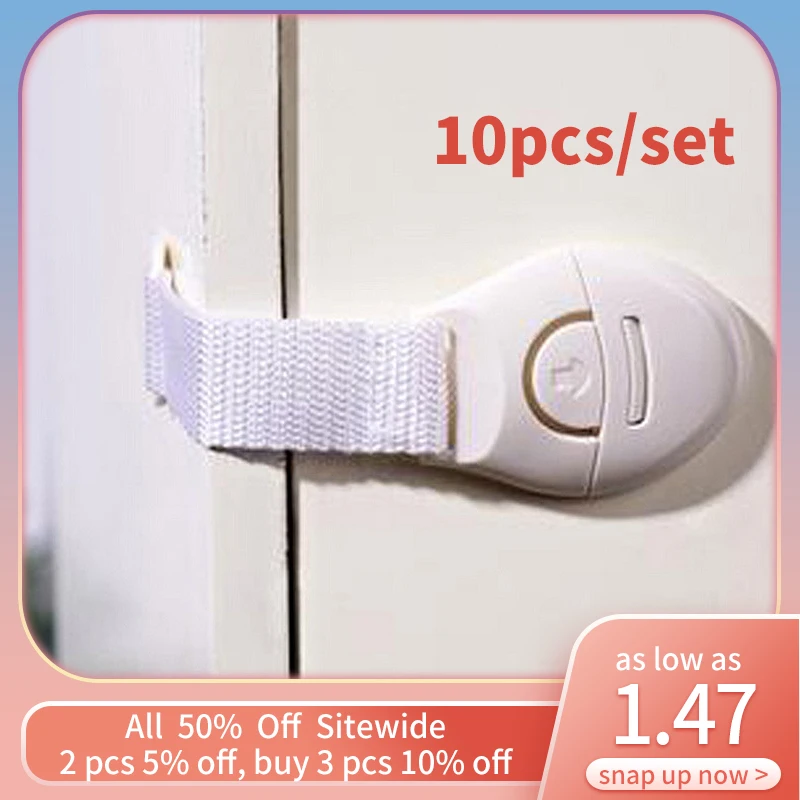 

10pcs/set Baby Safety Cabinet Locks Hosehold Plastic Strong Self Adhesive Children Protection Lock Cupboard Drawer Door Latches