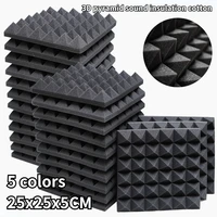 1224pcs 25x25x5cm ktv room wall soundproof studio acoustic foam panels sound insulation treatment foam sponge pad with tapes