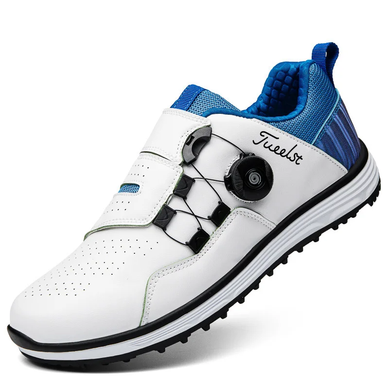 

American Brand Golf Shoes Mens Comfortable Knob Buckle Golf Men's Shoes Waterproof Wide Sole Sneakers Spikes Nail Non-Slip