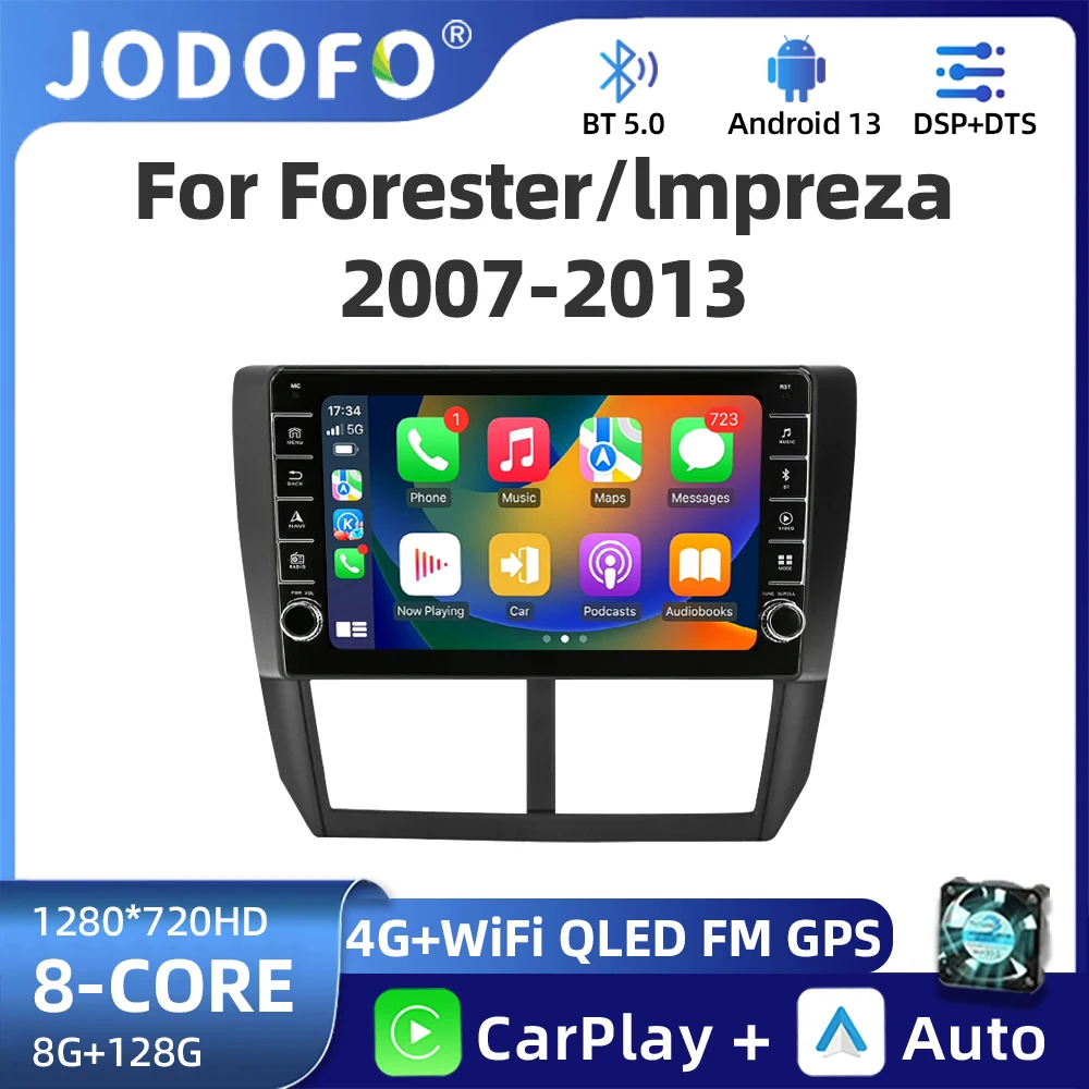 Фото Автомобильное радио Jodofo Android 13 Carplay для Subaru Forester 3 SH 2007-2013 для Impreza GH GE 2-диновый мультимедийный плеер 2-диновый головное устройство №1