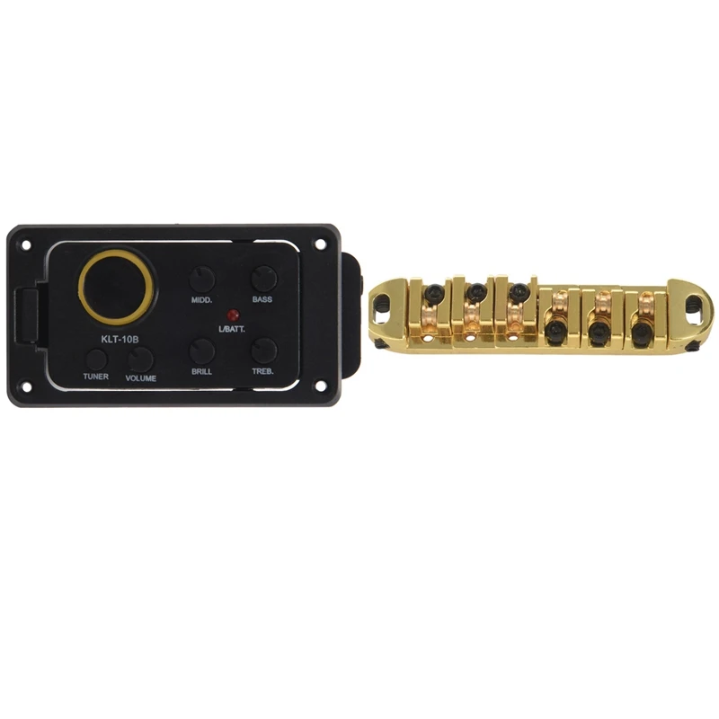 

Roller Adjustable Saddle Tune-O-Matic And Brass Rollers Bridge With KLT-10B 4 Band EQ Equalizer Preamp Guitar Pickup
