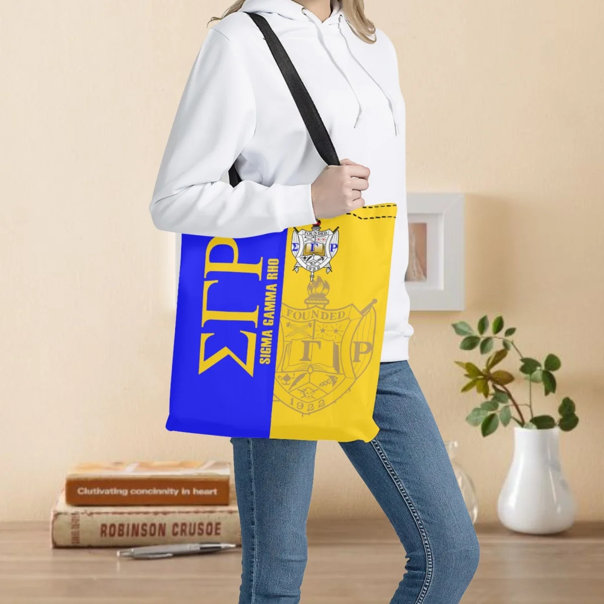 

Sigma Gamma Rho Personalized Custom Name Women Shopping Bags Canvas Commuter Cloth Supermarket Grocery Handbags School Bags 2023