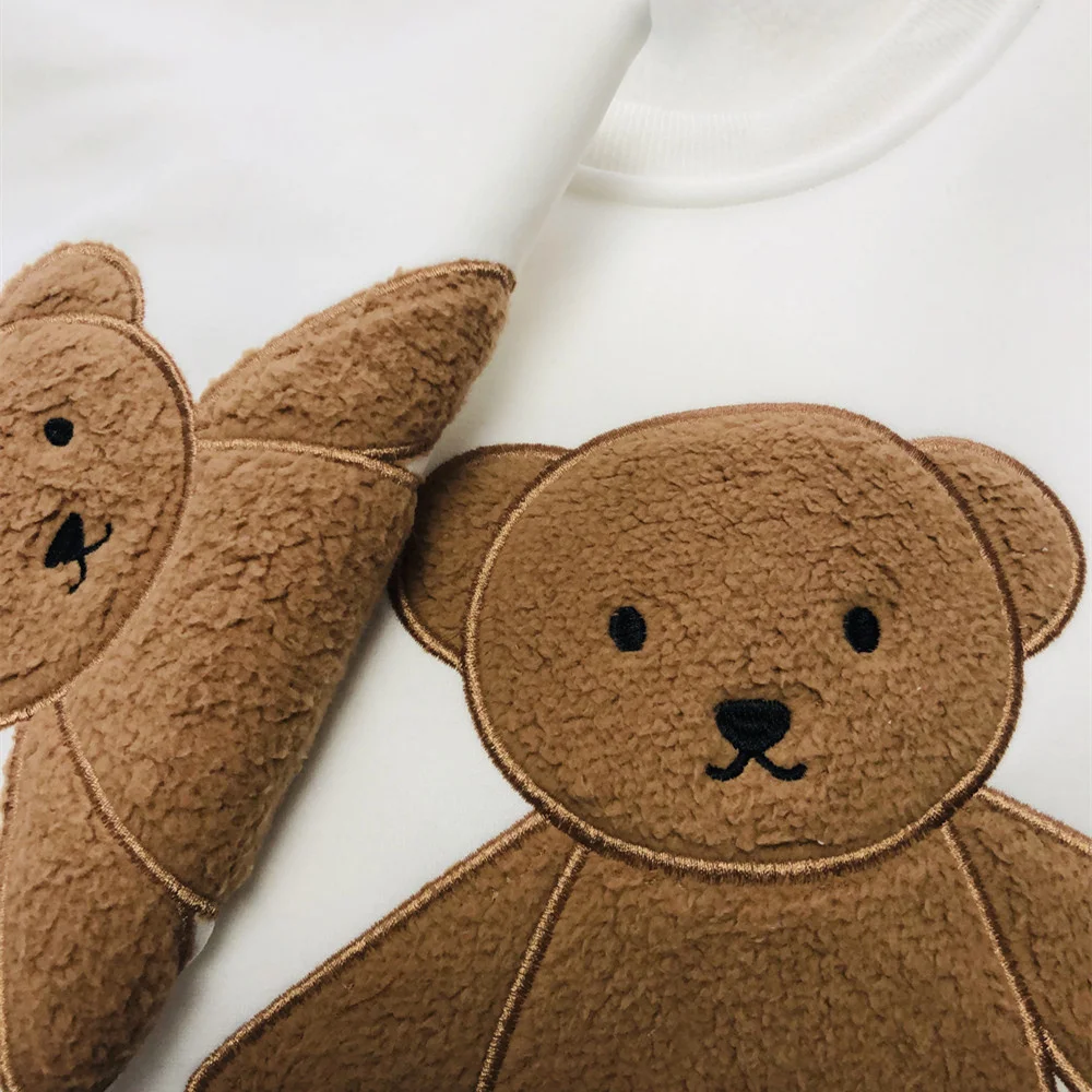 Family Matching Clothes Winter  Autumn Sweater  Cartoon Bear Father Son Mother Daughter Long-sleeved Shirt Baby Birthday Clothes images - 6