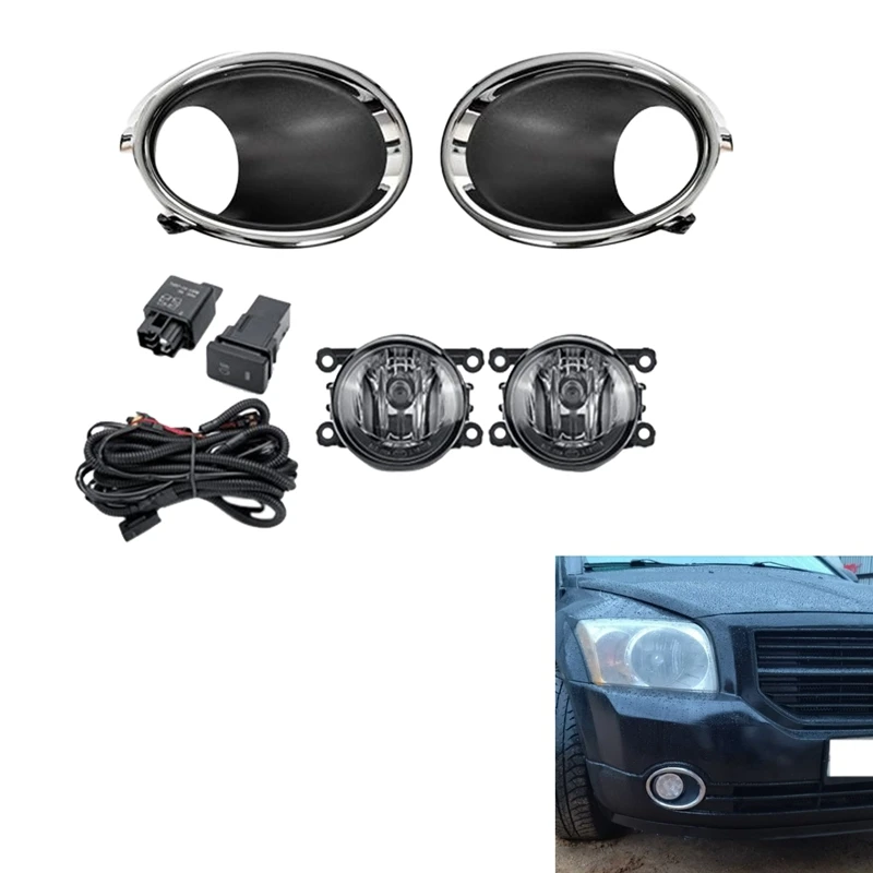 

Fog Light Headlight Chrome Fog Lamp Cover Bezel Switch Foglights Assembly for Nissan QASHQAI J11 ROGUE 15-17