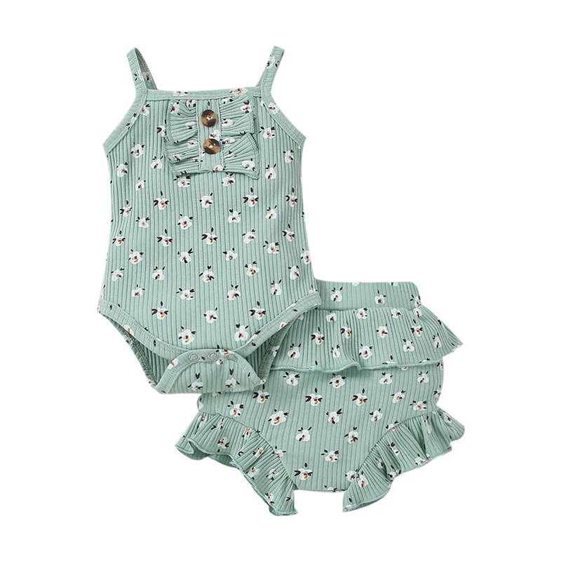 

Летний комбинезон для маленьких девочек, комбинезон на бретелях без рукавов с цветочным принтом, кружевные шорты, одежда