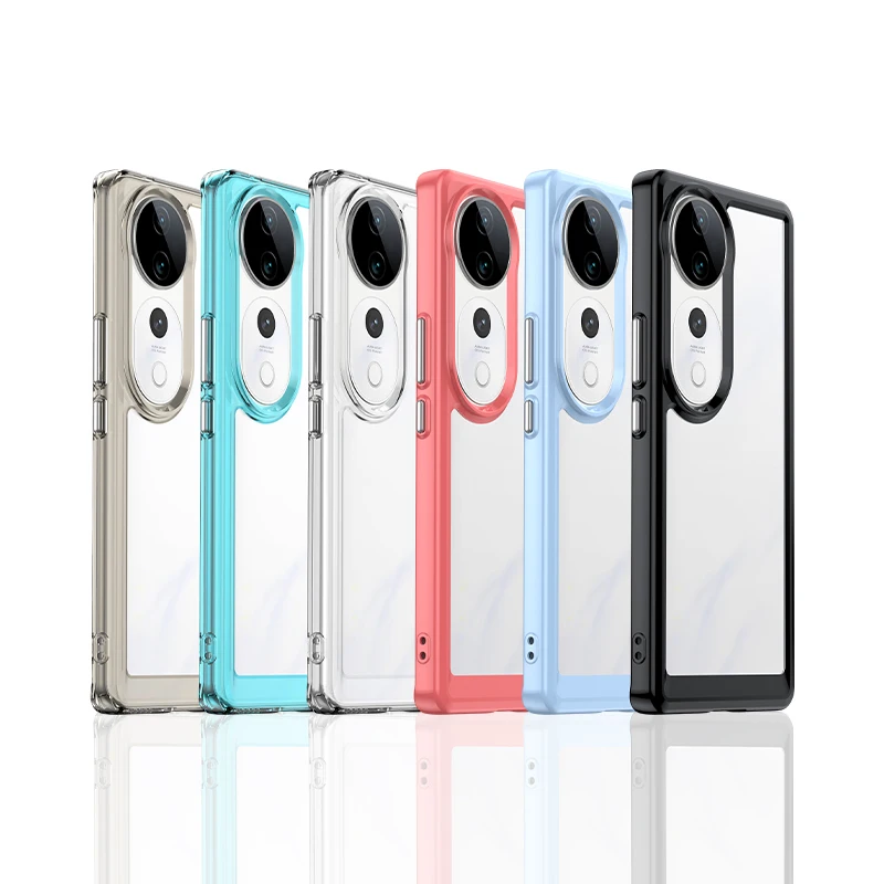 Чехол для VIVO V40 прозрачный жесткий чехол из ПК мягкий бампер ТПУ защита объектива