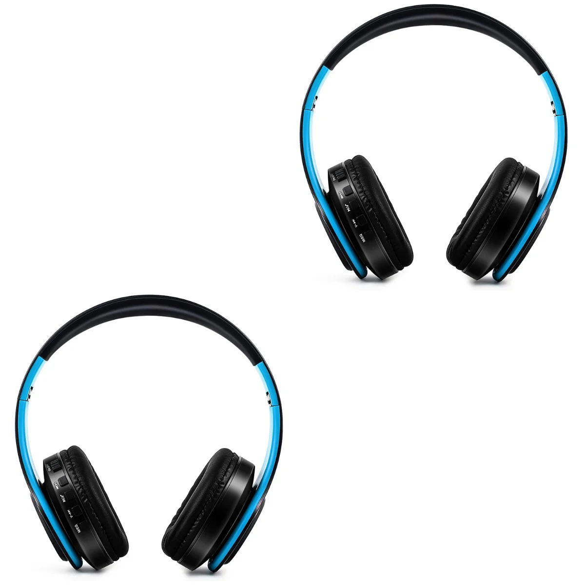 

2pcs Foldable Wireless 4.0 Headset Over Ear Music Headphones with Mic (Blue and Black)